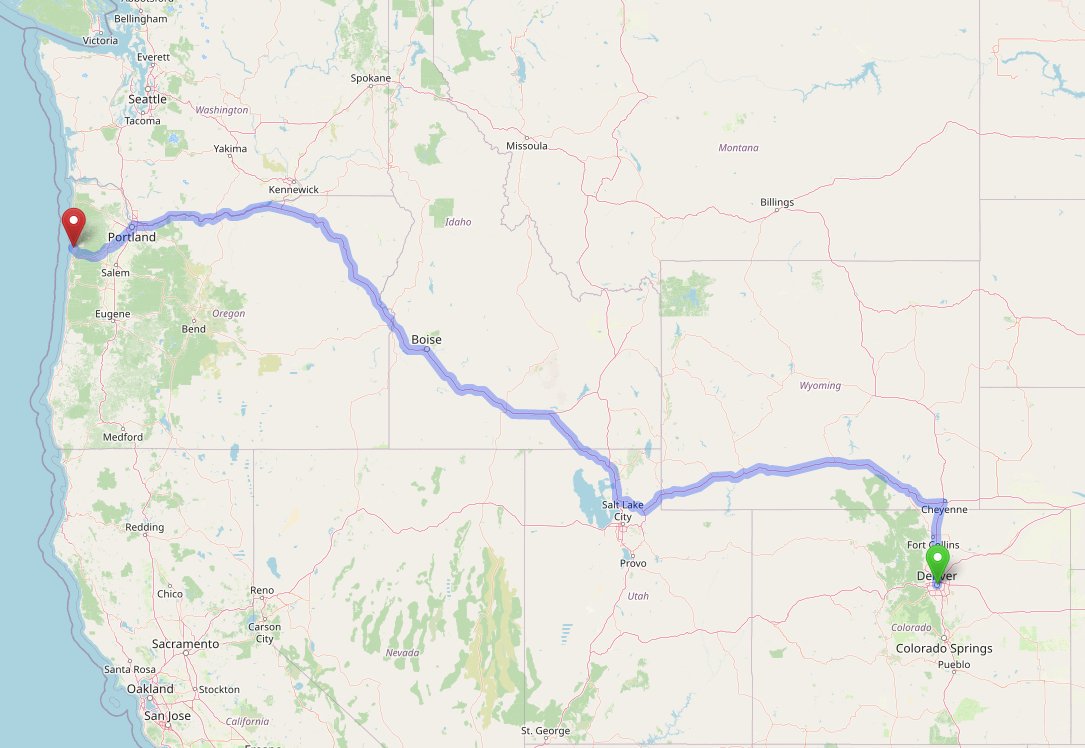 Oregon trip map